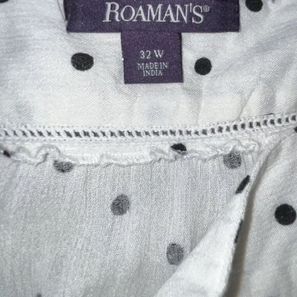 Romans Women’s Blouse Size 32W Polka‎ Dot Embroidery Square Neck - Picture 3 of 8